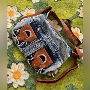 New!Stylish Denim and Brown Women's Bag